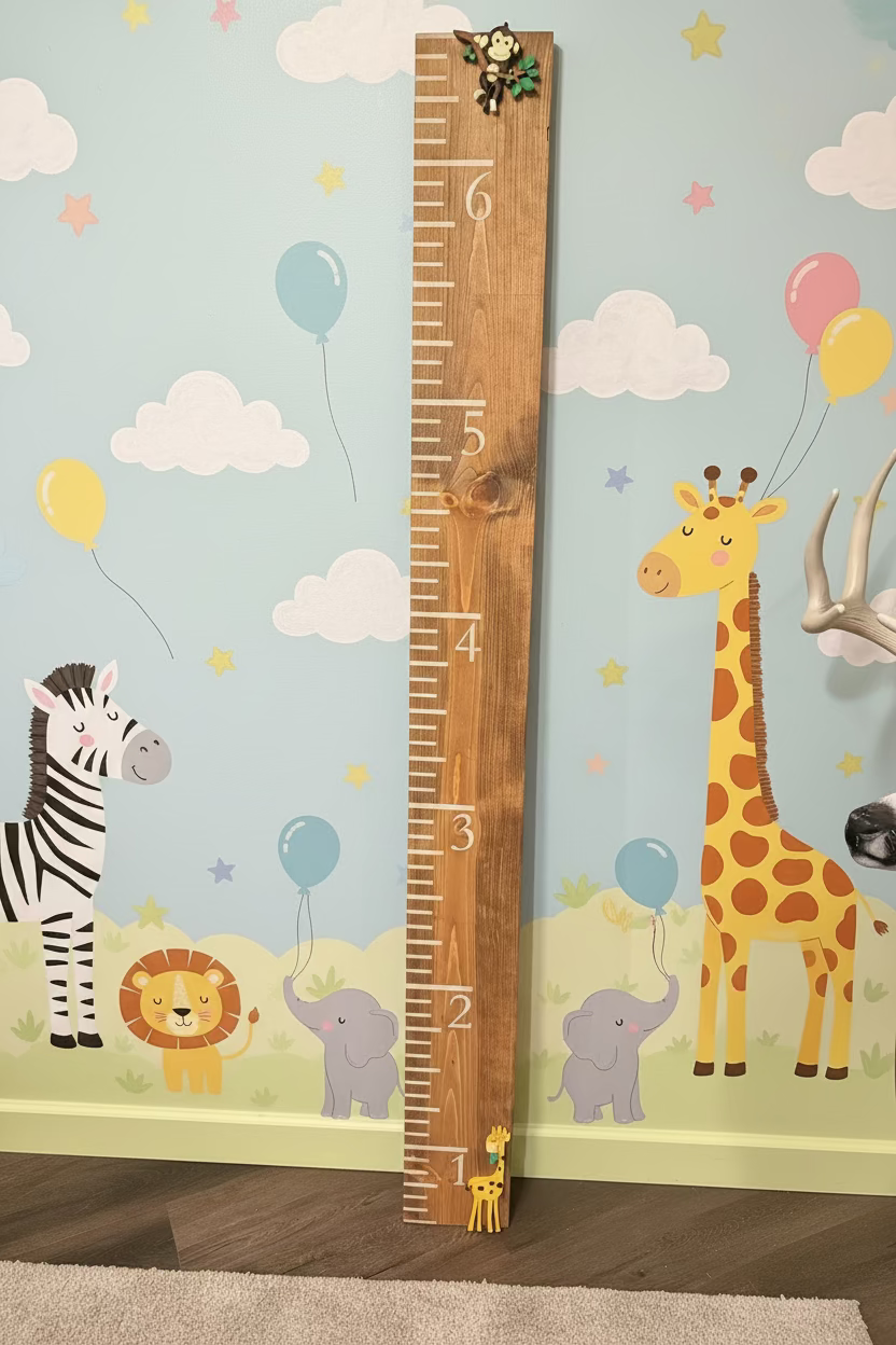 Growth ruler with Giraffe and Swinging Monkey