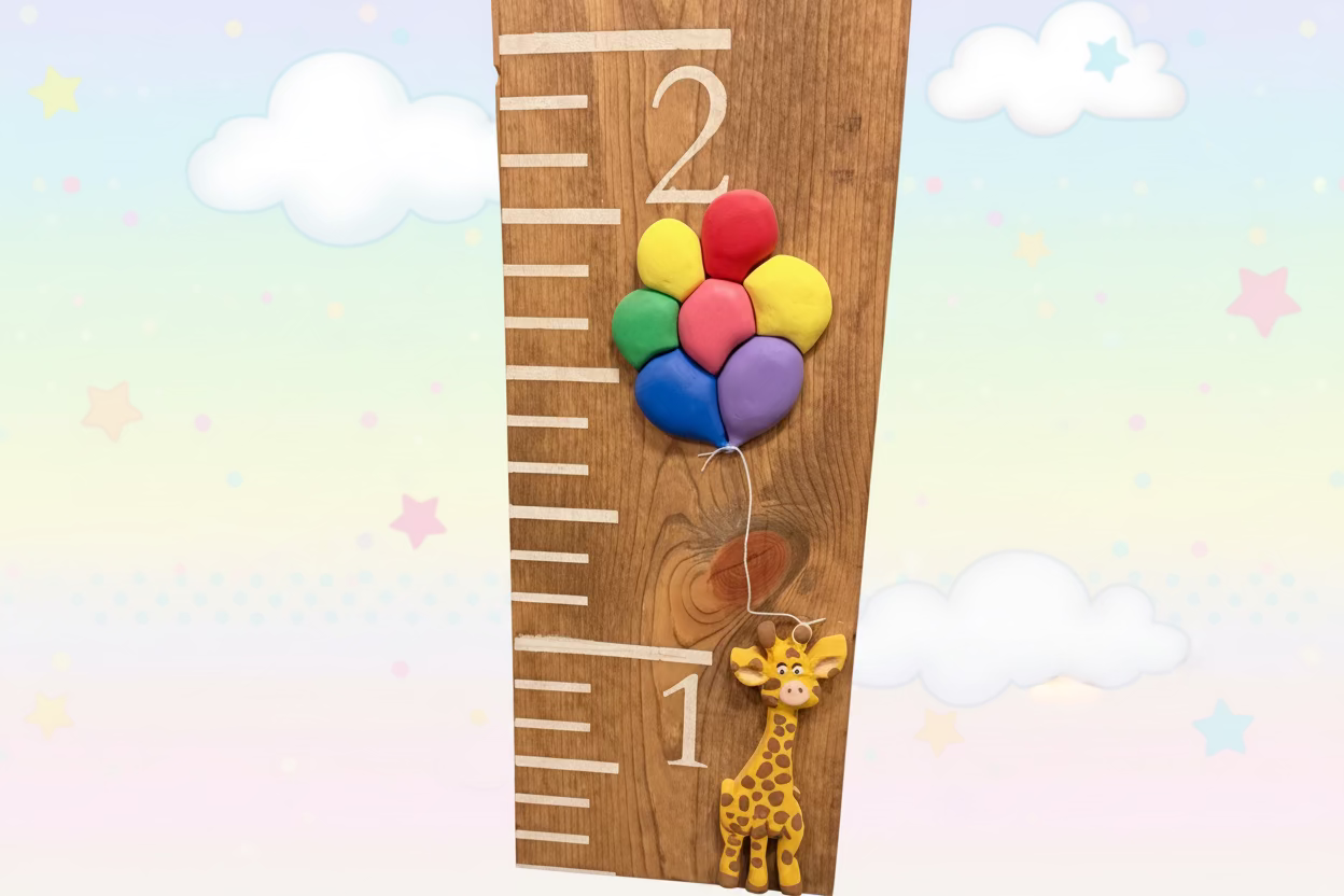 Growth ruler with giraffe and balloons